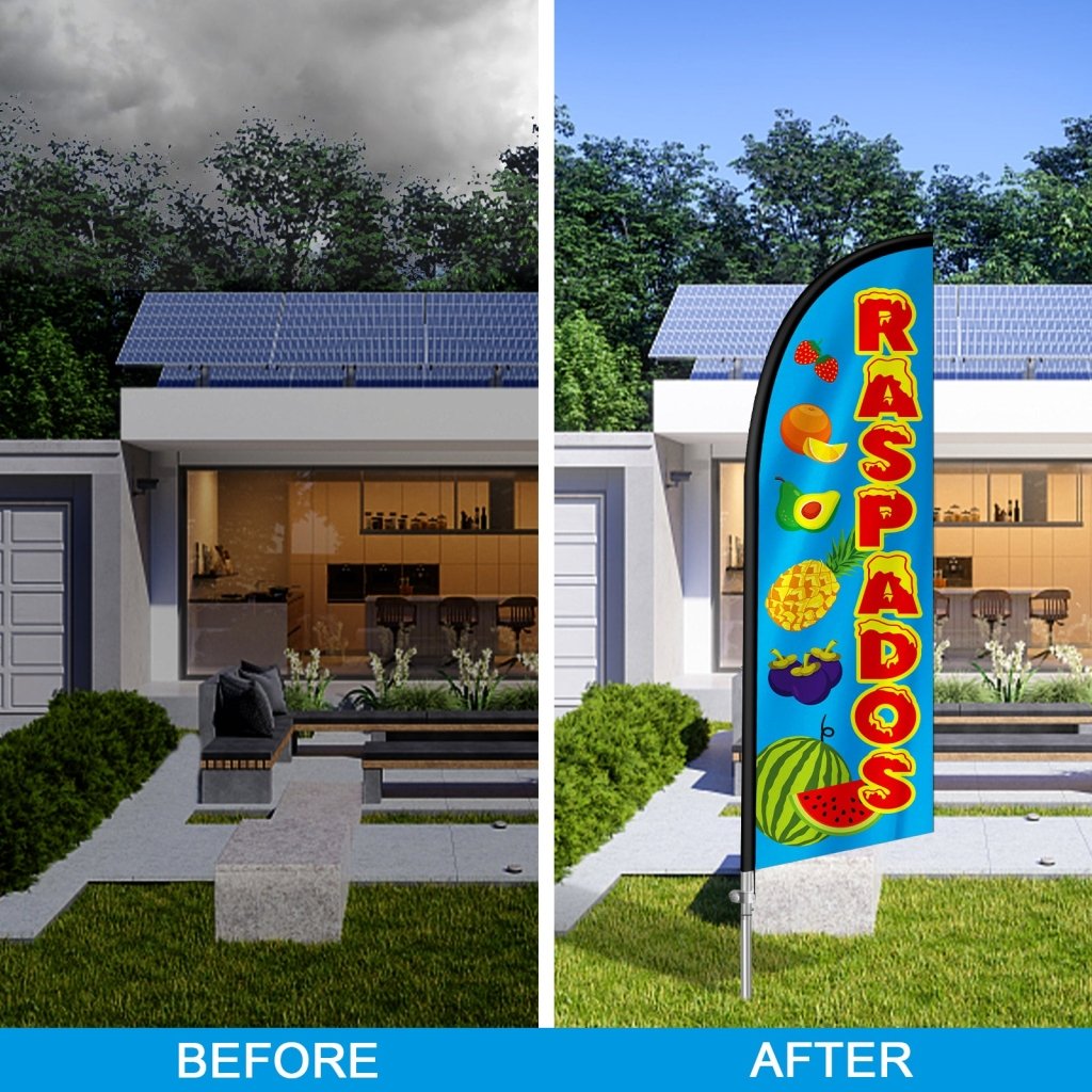 8FT Raspados Feather Flag with Stainless Steel Pole Kit(2m flag set)