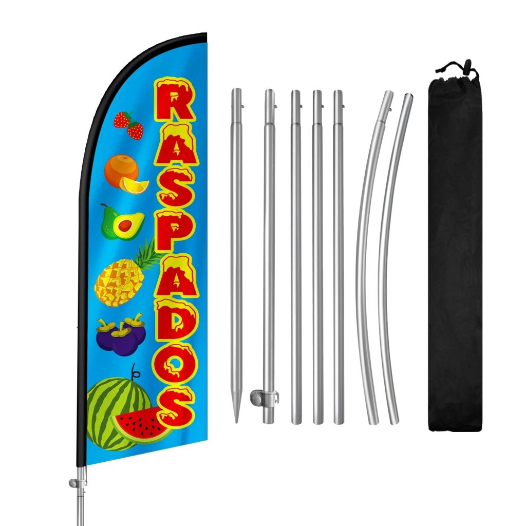 8FT Raspados Feather Flag with Stainless Steel Pole Kit(2m flag set)