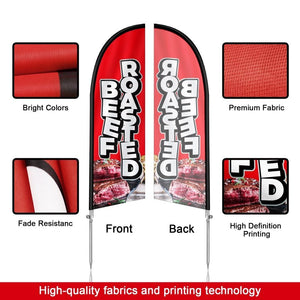 8FT Roasted Beef Banner Feather Flag Pole Kit-QSUM