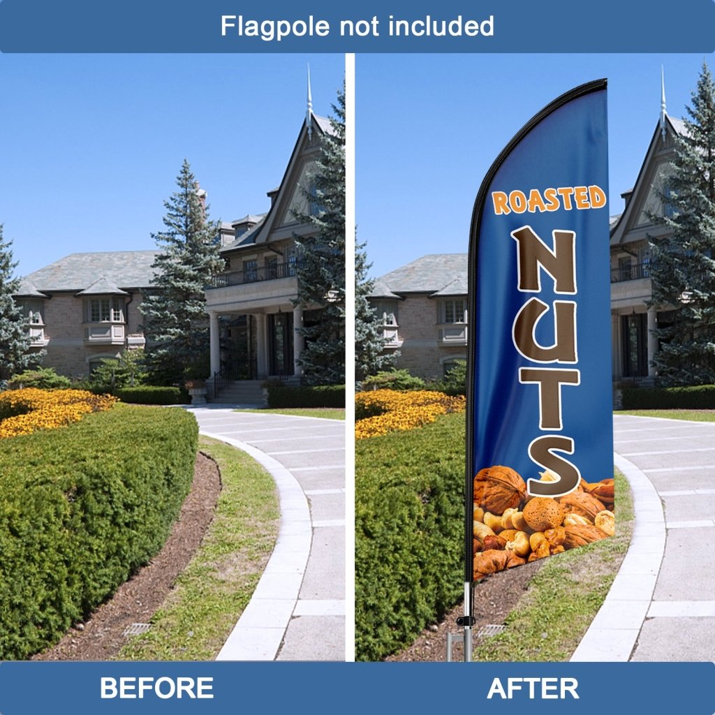 8FT Roasted Nuts Advertising Swooper Flag (Flagpole Not Included 3.4)
