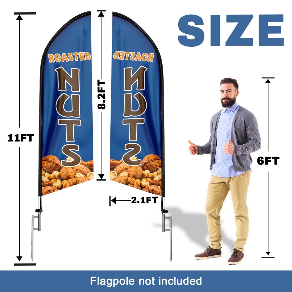 8FT Roasted Nuts Advertising Swooper Flag (Flagpole Not Included 3.4)