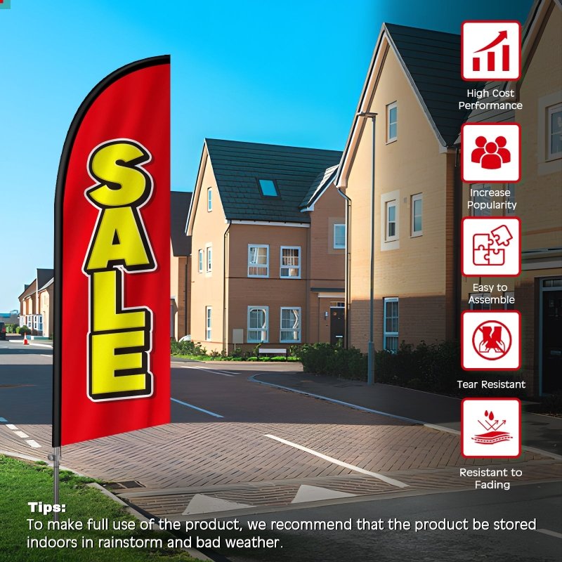 8FT Sale 01 Banner Feather Flag with Stainless Steel Pole Kit(2m flag set)