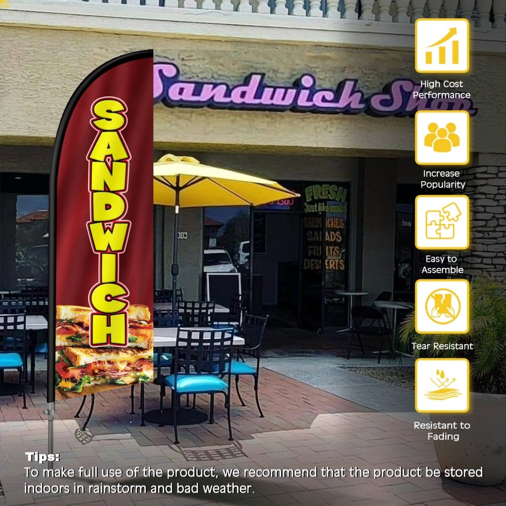 8FT Sandwiches 03 Feather Flag with Stainless Steel Pole Kit(2m flag set)