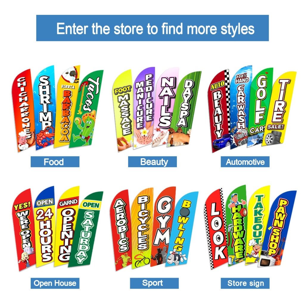 8FT Seafood Advertising Swooper Flag (Flagpole Not Included 3.4)