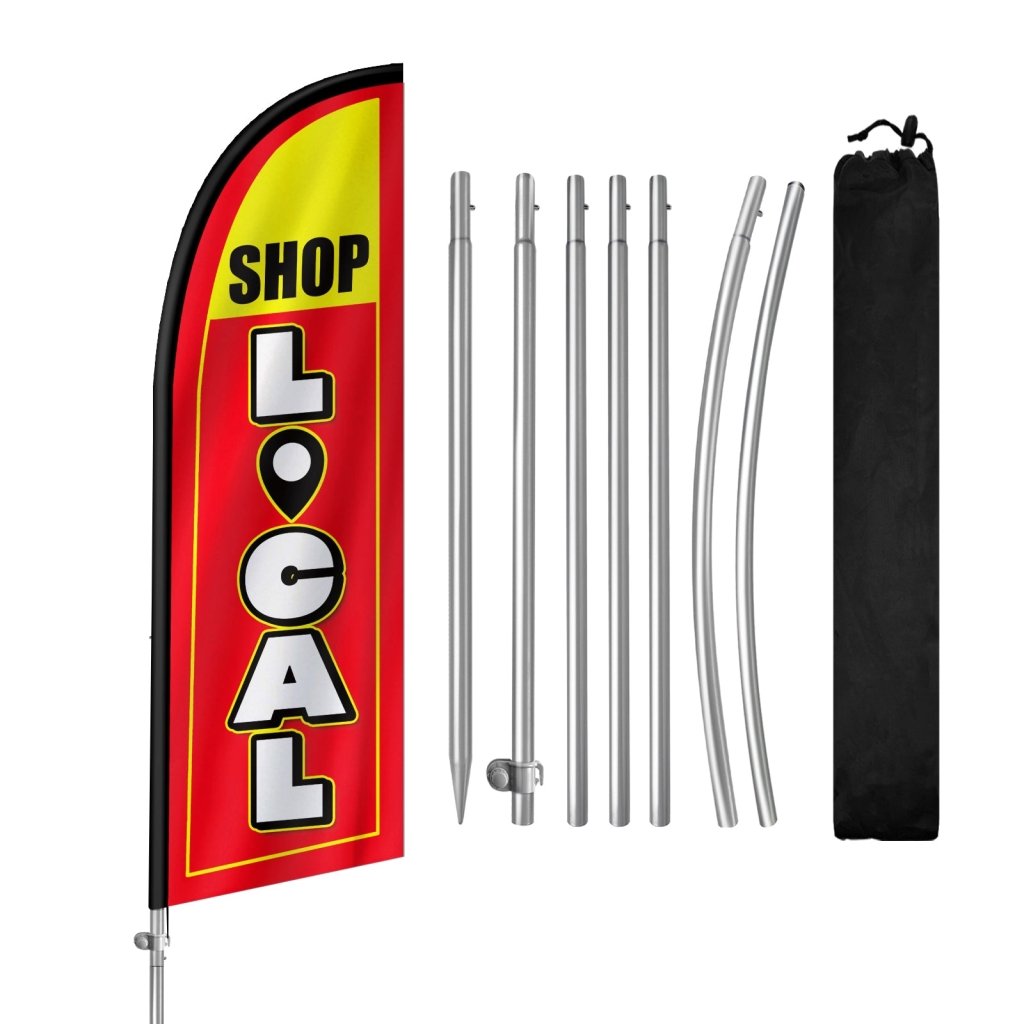 8Ft Shop Local Washington’s Birthday Banner with Stainless Steel Pole
