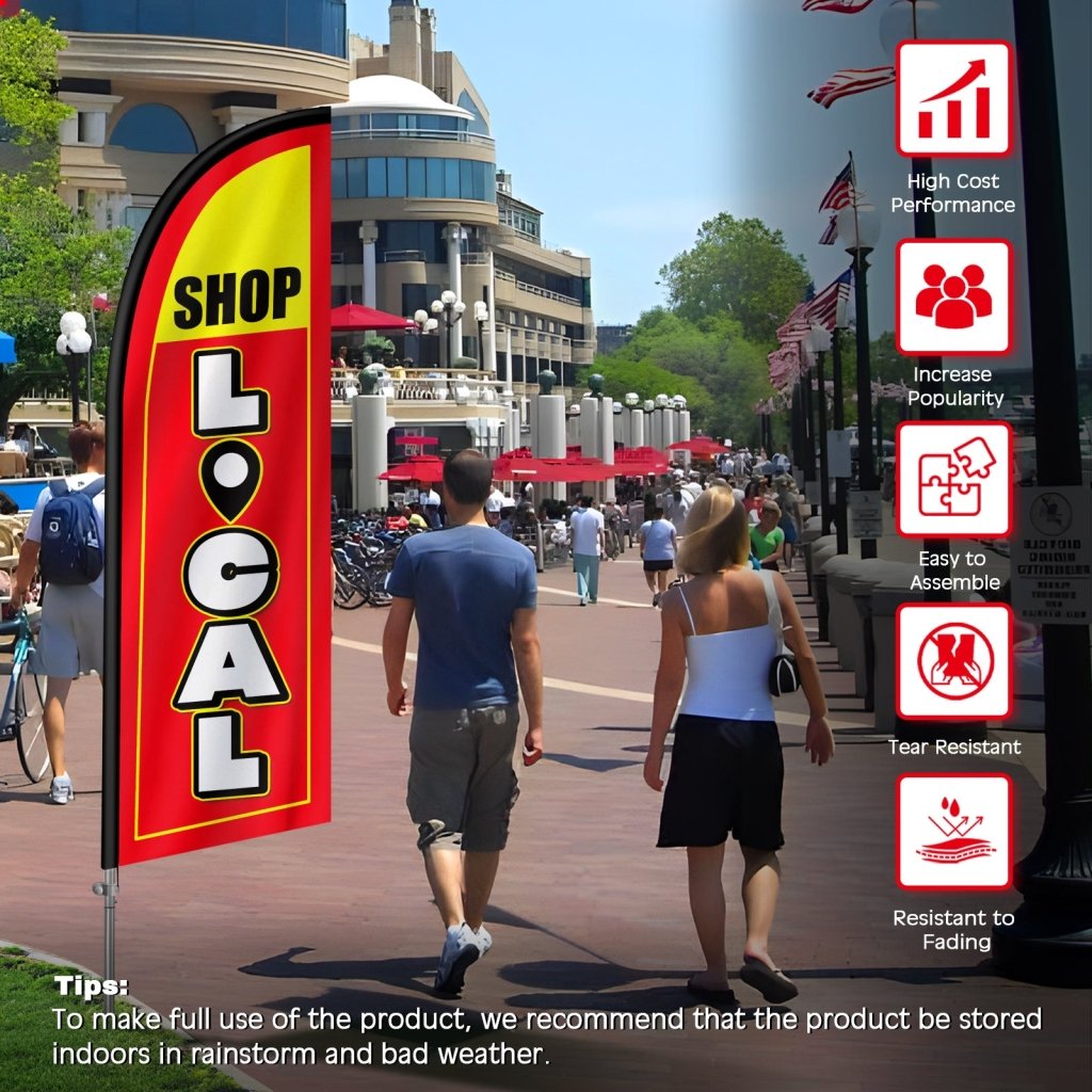 8Ft Shop Local Washington’s Birthday Banner with Stainless Steel Pole