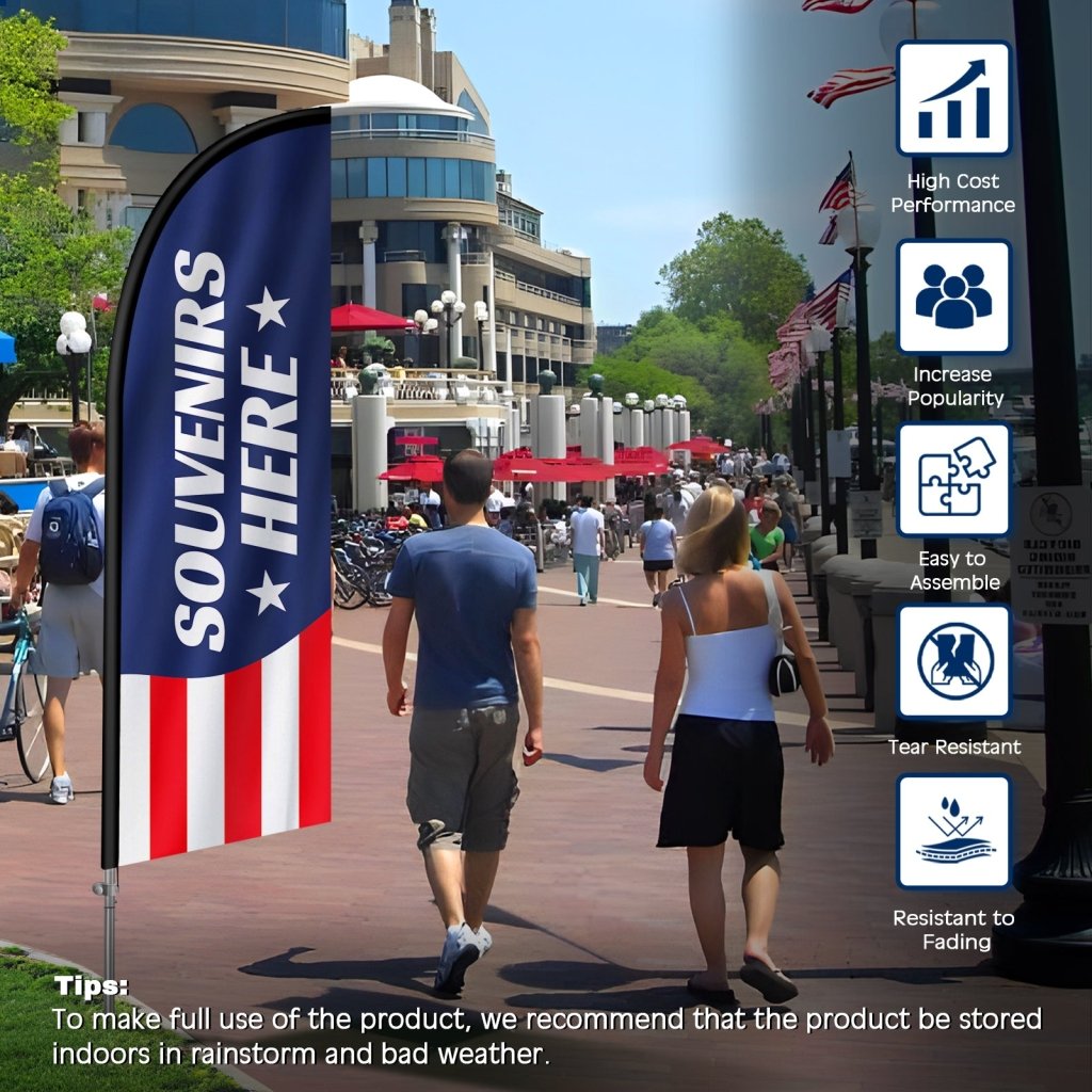 8Ft Souvenirs Here Display Banner, Washington’s Birthday Feather Flag