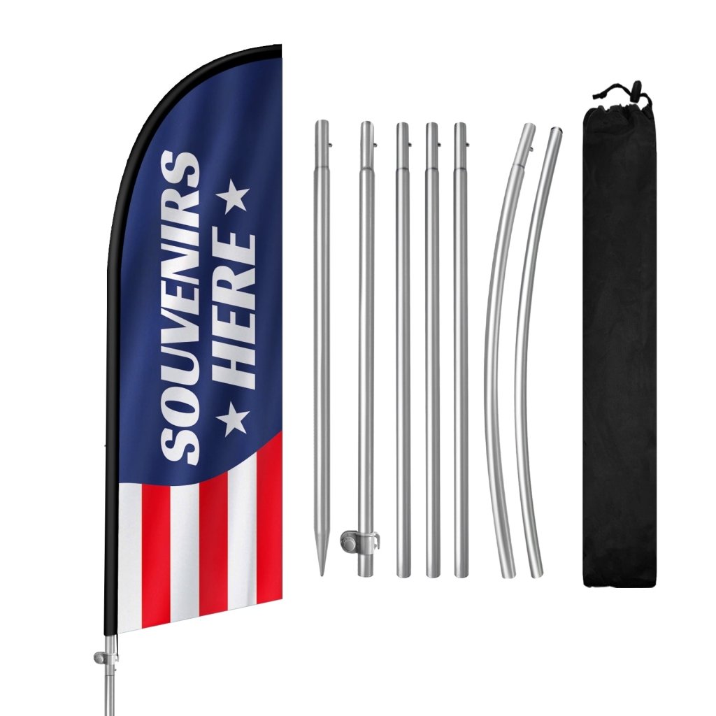 8Ft Souvenirs Here Display Banner, Washington’s Birthday Feather Flag