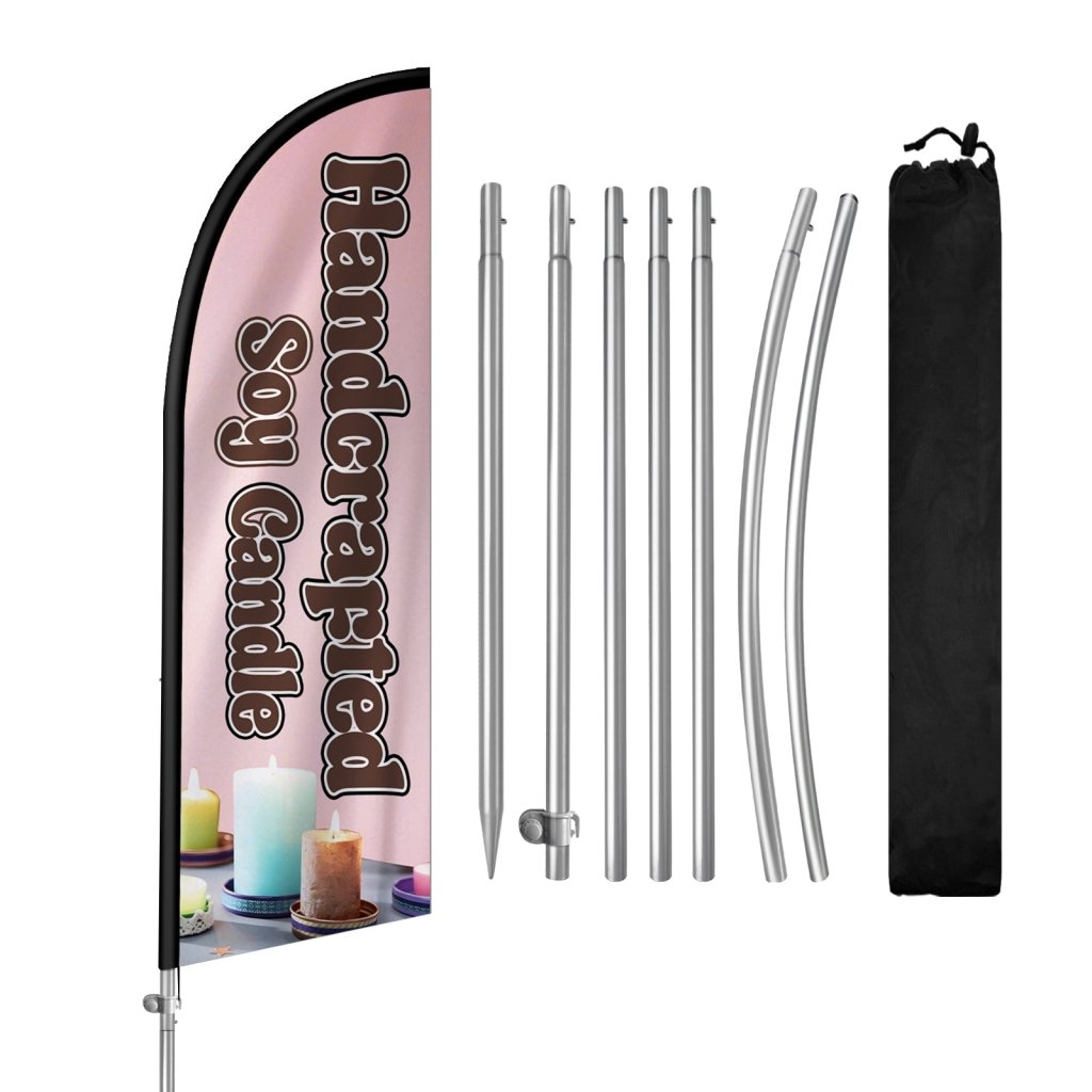 8FT Soy Candles Feather Flag with Stainless Steel Pole Kit/Ground Stake(2m flag set)