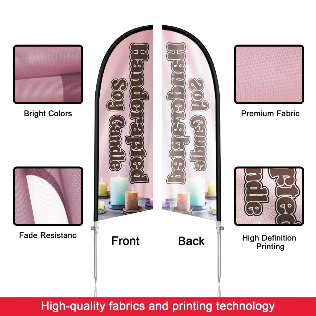 8FT Soy Candles Feather Flag with Stainless Steel Pole Kit/Ground Stake(2m flag set)