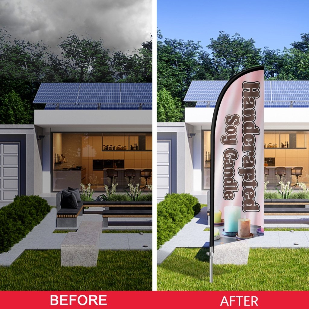 8FT Soy Candles Feather Flag with Stainless Steel Pole Kit/Ground Stake(2m flag set)