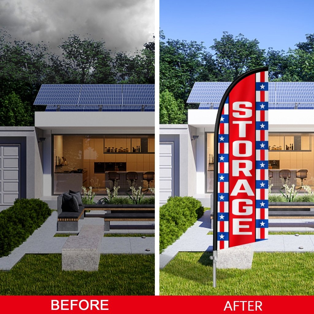 8FT Storage Banner Feather Flag with Stainless Steel Pole Kit(2m flag set)