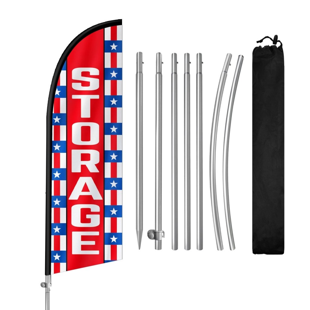 8FT Storage Banner Feather Flag with Stainless Steel Pole Kit(2m flag set)