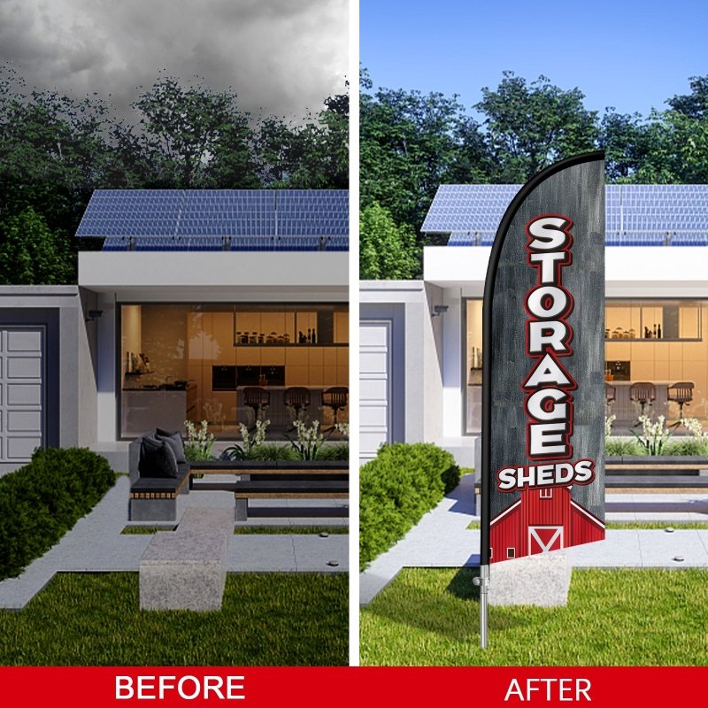 8FT Storage Sheds Banner Feather Flag with Stainless Steel Pole Kit(2m flag set)