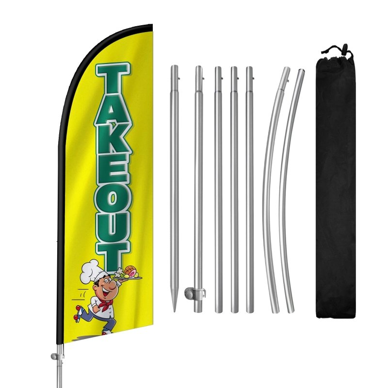 8FT Takeout Banner Feather Flag with Stainless Steel Pole Kit(2m flag set)