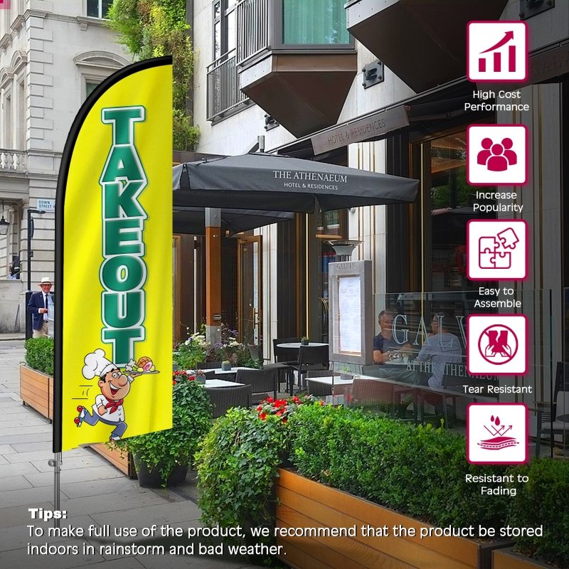 8FT Takeout Banner Feather Flag with Stainless Steel Pole Kit(2m flag set)