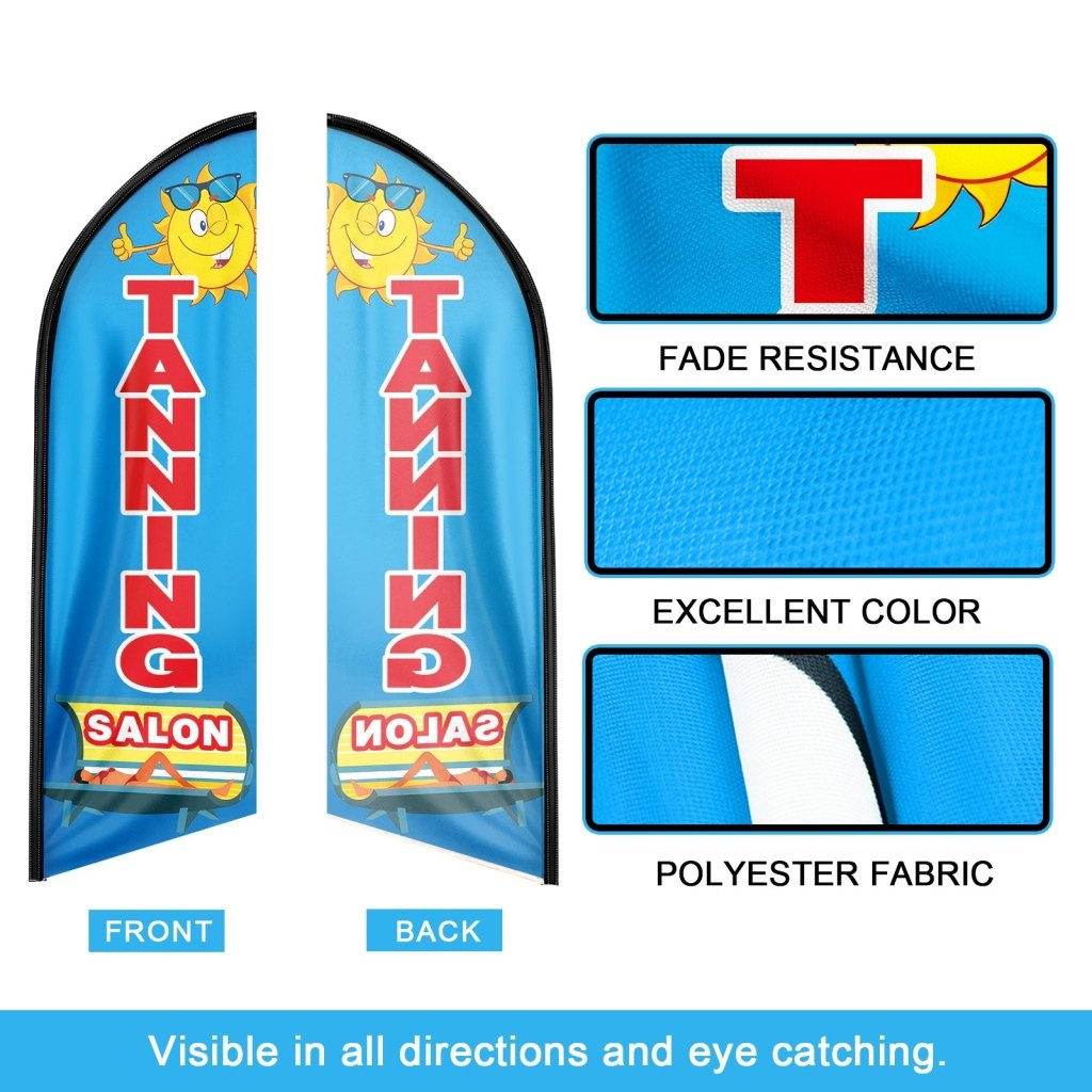 8FT Tanning Salon Blue Swooper Flag (Flagpole Not Included 3.4)