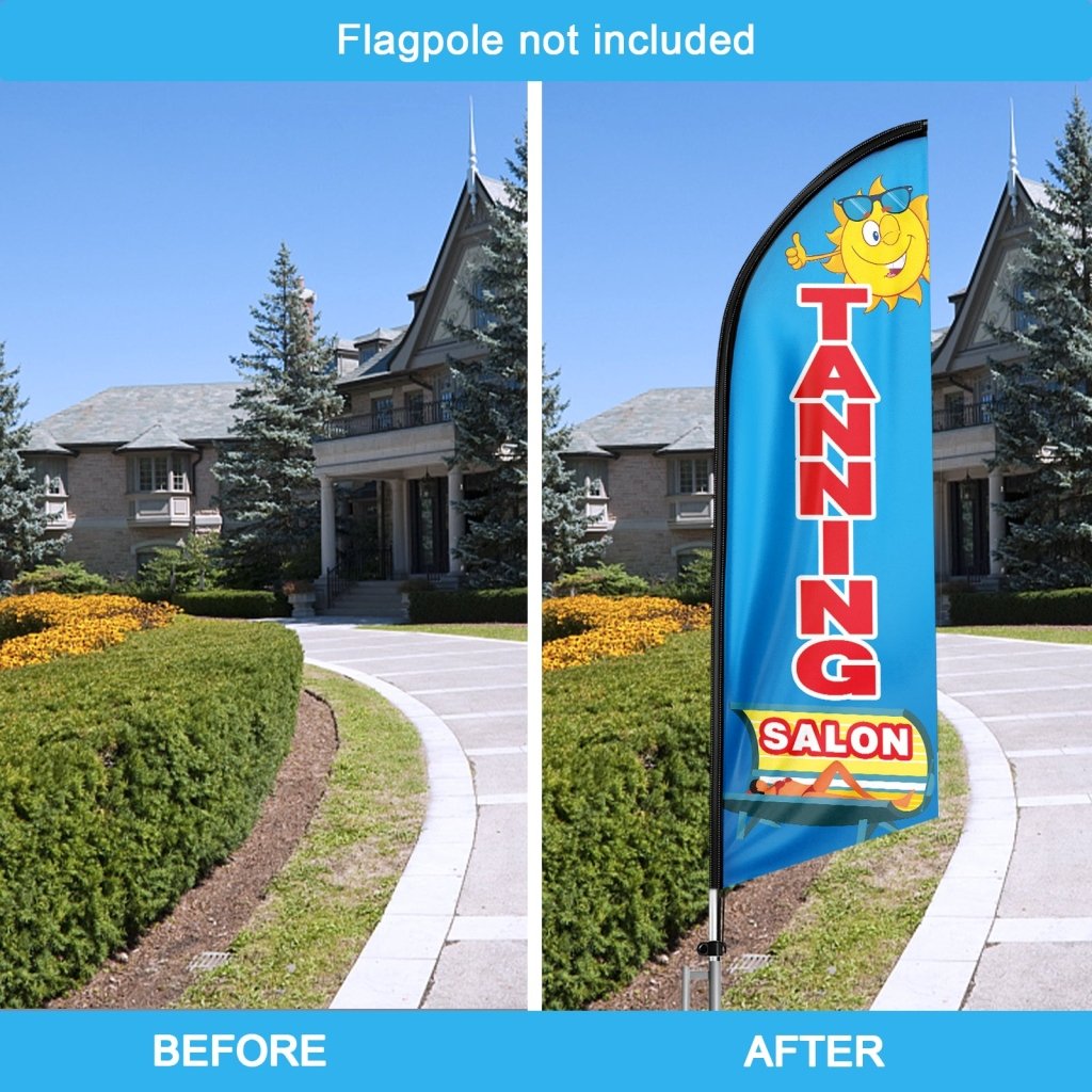 8FT Tanning Salon Blue Swooper Flag (Flagpole Not Included 3.4)