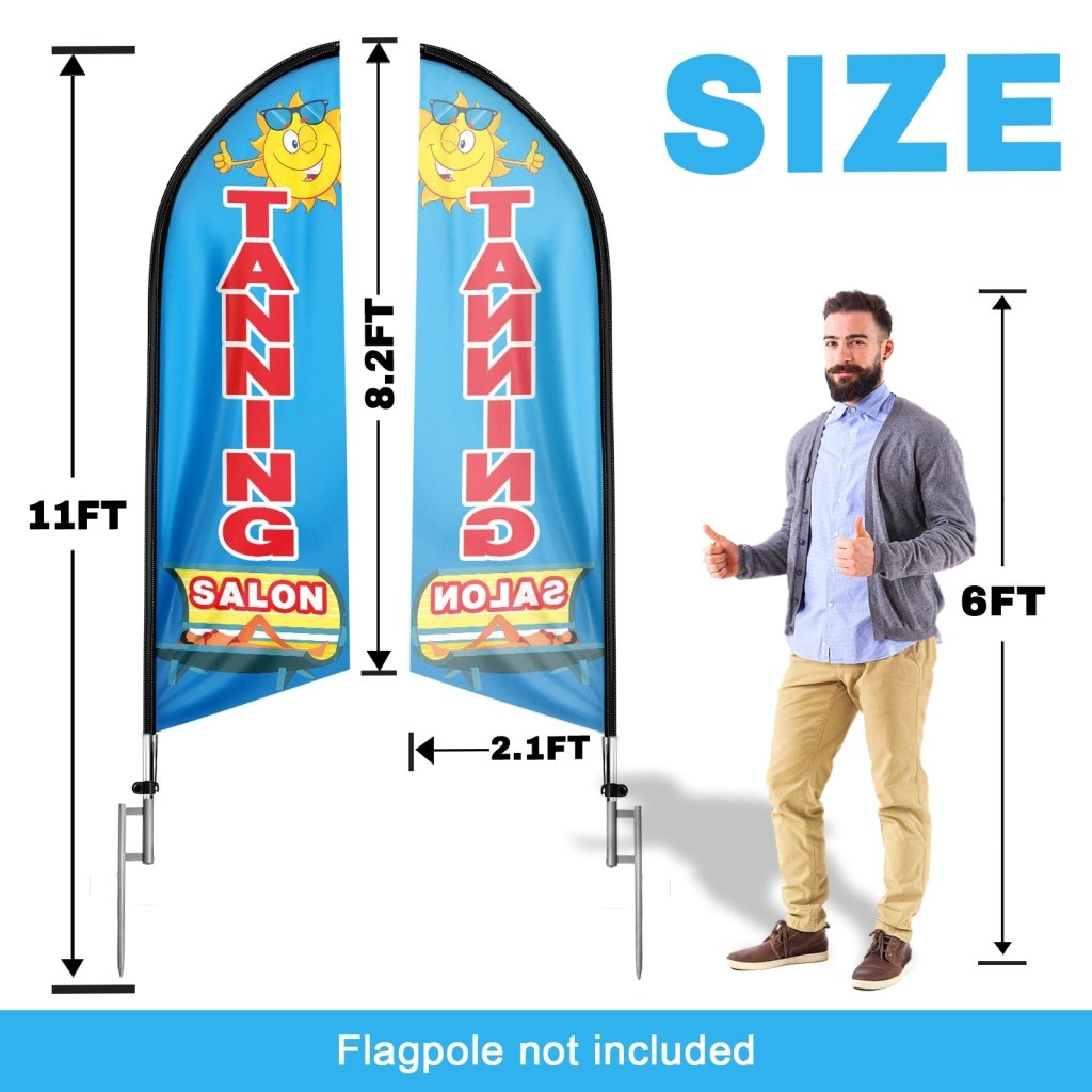 8FT Tanning Salon Blue Swooper Flag (Flagpole Not Included 3.4)