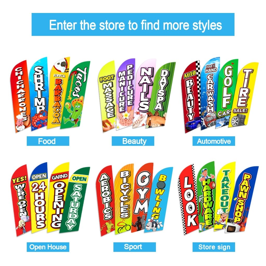 8FT Tanning Salon Blue Swooper Flag (Flagpole Not Included 3.4)