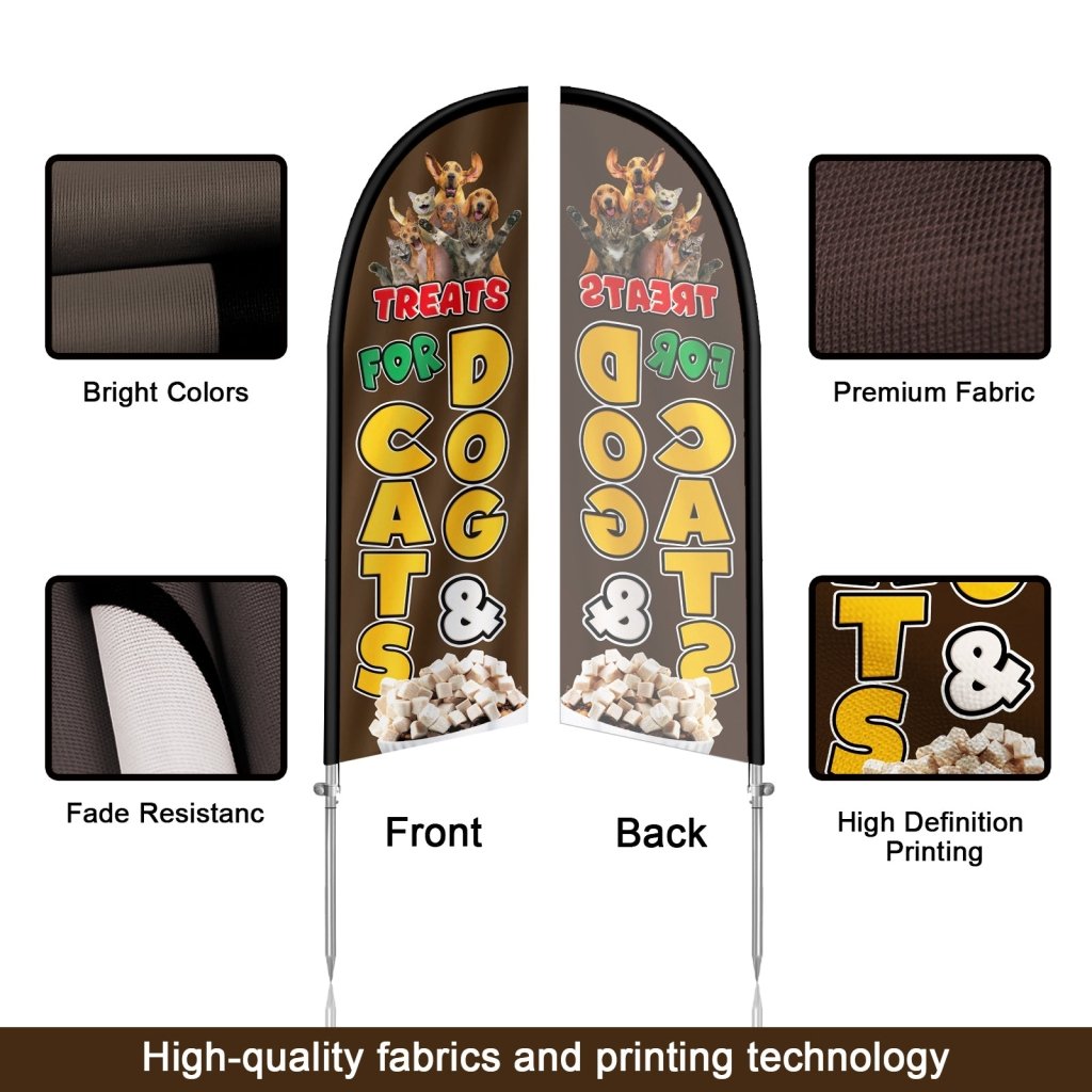 8FT Treats For Dog Cats Feather Flag with Stainless Steel Pole Kit(2m flag set)