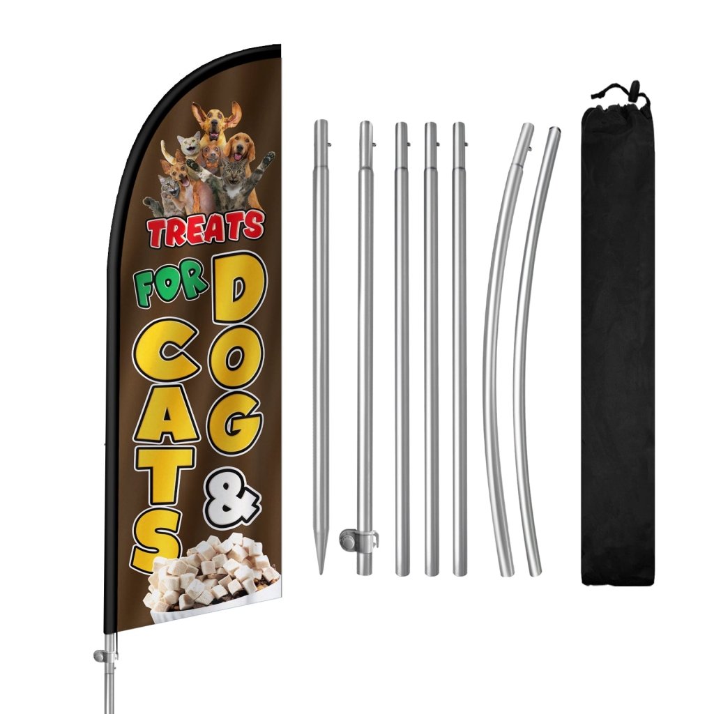 8FT Treats For Dog Cats Feather Flag with Stainless Steel Pole Kit(2m flag set)