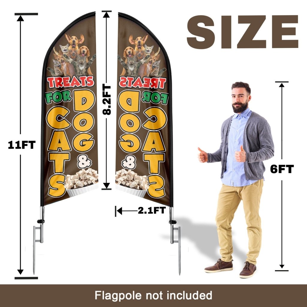 8FT Treats For Dog Cats Swooper Flag(Flagpole Not Included 3.4)