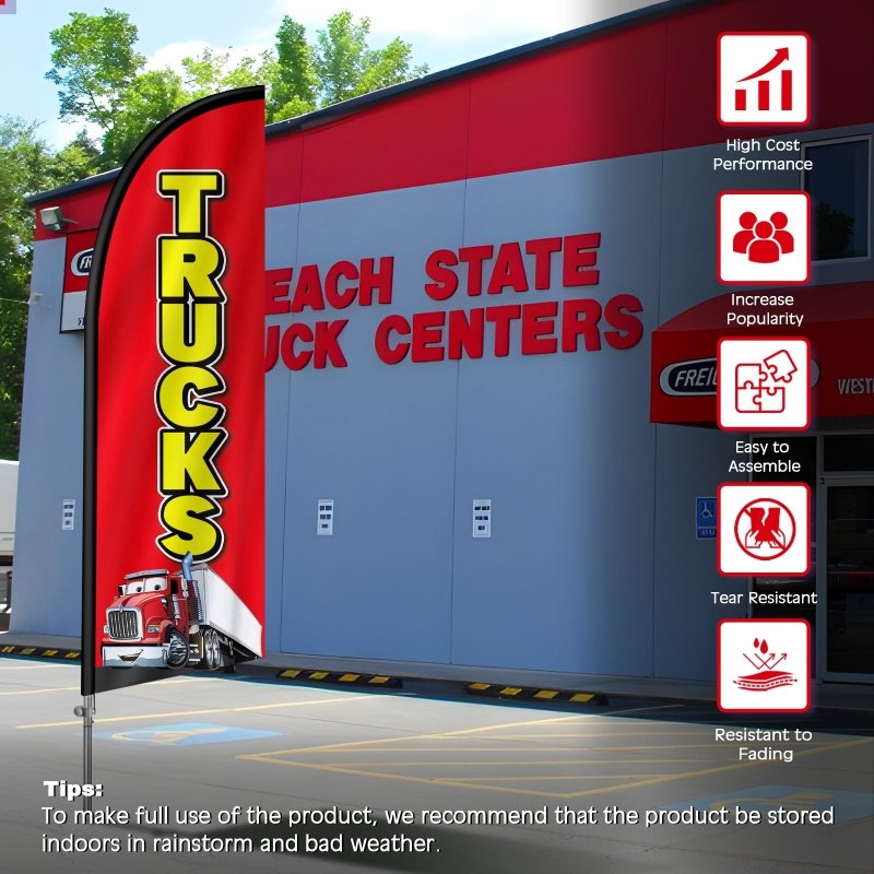 8FT Trucks 01 Banner Feather Flag with Stainless Steel Pole Kit(2m flag set)