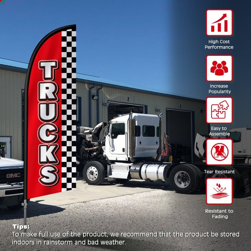8FT Trucks Banner Feather Flag with Stainless Steel Pole Kit(2m flag set)