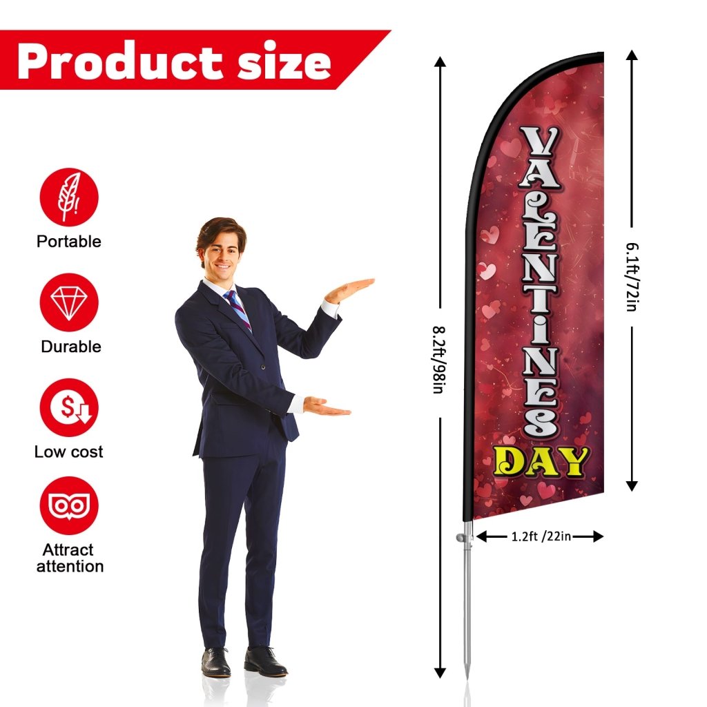 8FT Valentine’s Day Decorative Feather Flag