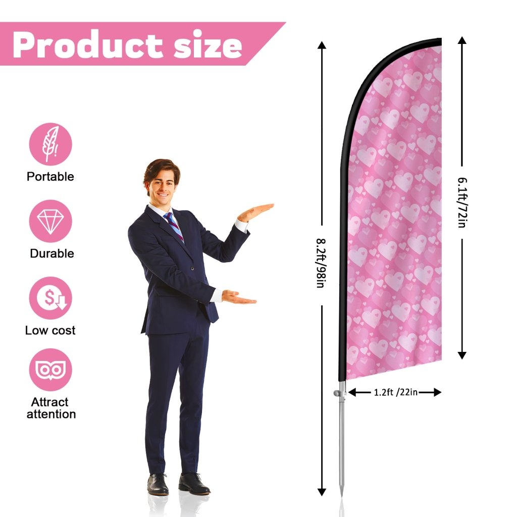 8FT Valentine’s Day Feather Flag , with Aluminum Pole Kit