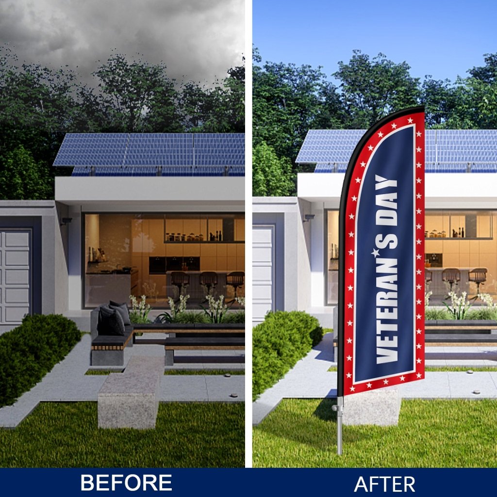 8FT Veterans Day Swooper Flag Kit, Weather - Resistant Polyester Feather Banner