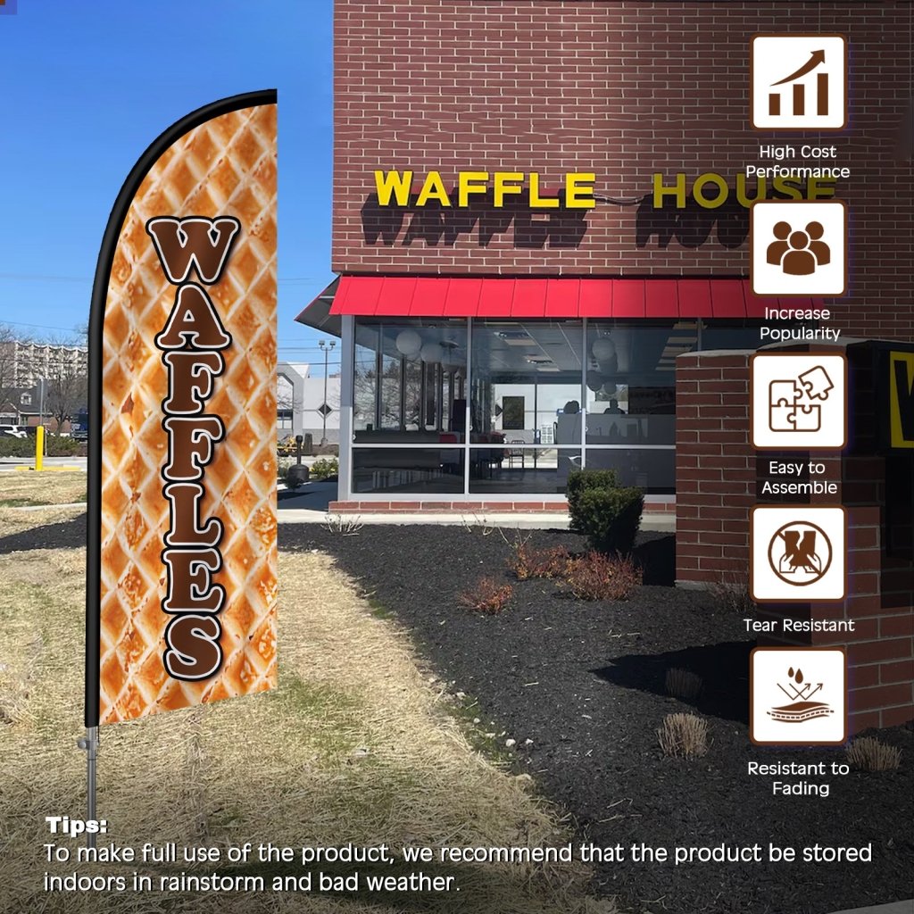 8FT Waffles Feather Flag with Stainless Steel Pole Kit(2m flag set)