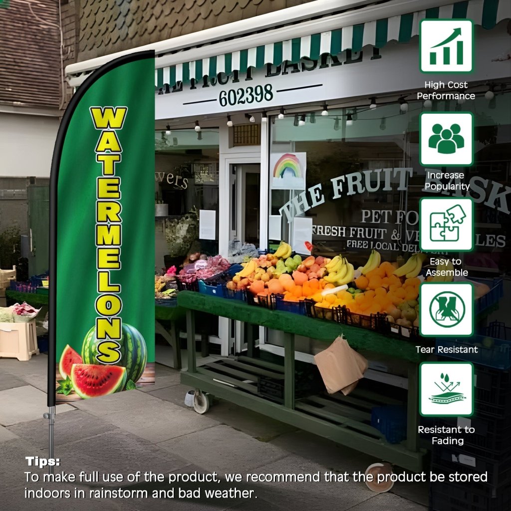 8FT Watermelons Feather Flag with Stainless Steel Pole Kit(2m flag set)