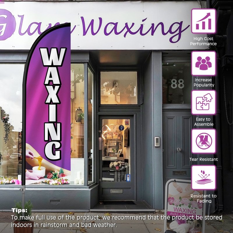 8FT Waxing Feather Flag with Stainless Steel Pole Kit(2m flag set)