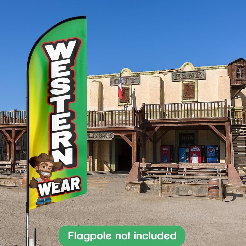 8FT Western Wear Advertising Swooper Flag (Flagpole Not Included 3.4)