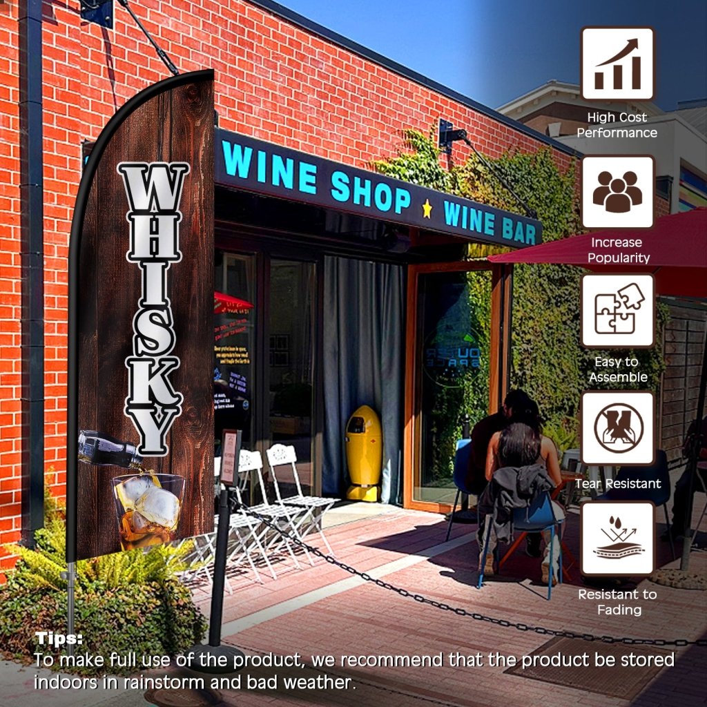 8FT Whisy Feather Flag with Stainless Steel Pole Kit(2m flag set)