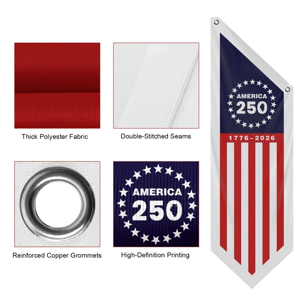 America 250 Banner 1776–2026 Patriotic Porch Flag(Flag Only)
