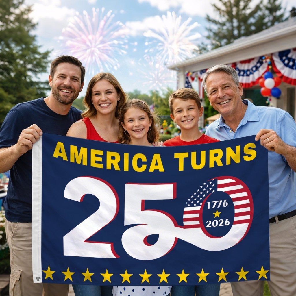 America 250 Banner American Flag 3x5 FT, Double - Stitched Polyester