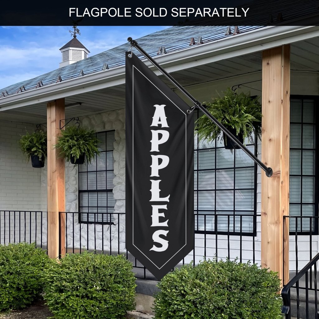 Apples Open Flag, Double - Sided Fabric Banner – Black (Flag Only)