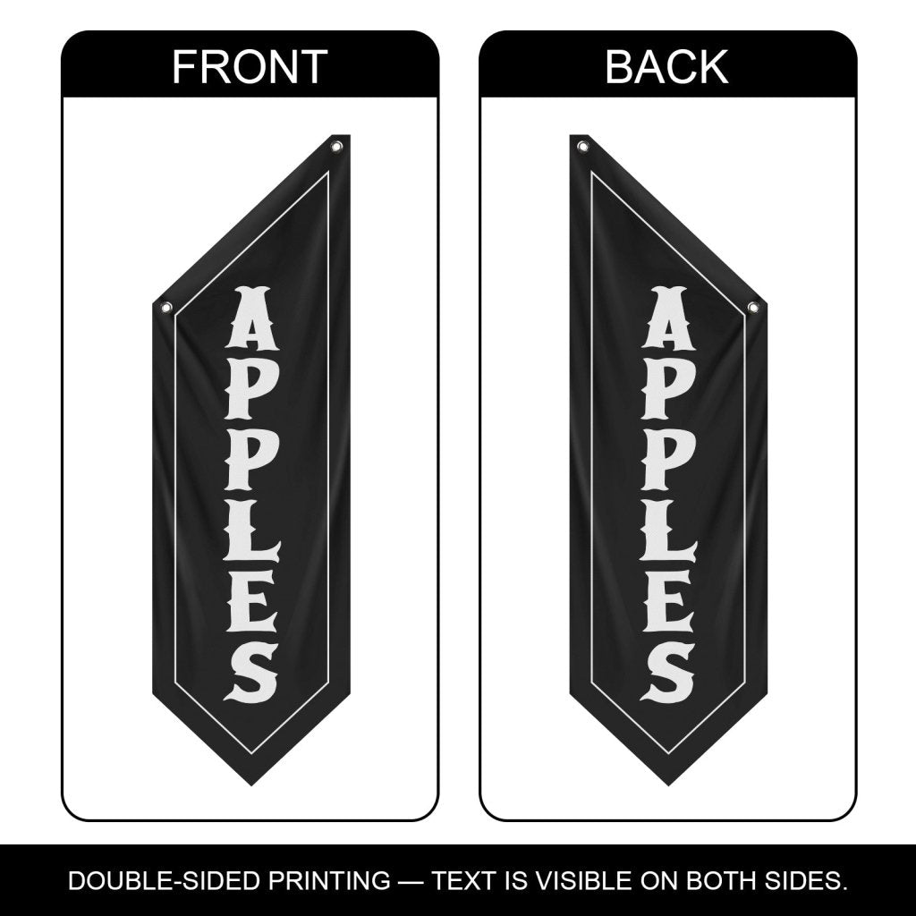 Apples Open Flag, Double - Sided Fabric Banner – Black (Flag Only)