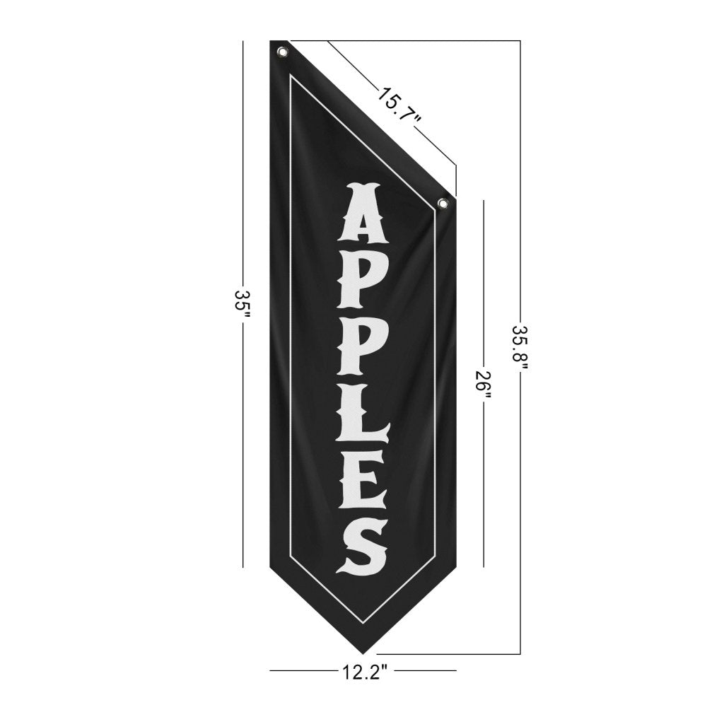 Apples Open Flag, Double - Sided Fabric Banner – Black (Flag Only)