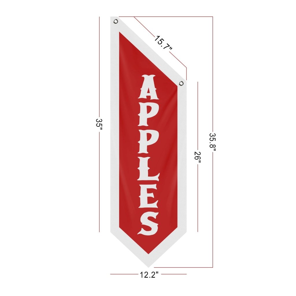 Apples Open Flag, Double - Sided Fabric Banner – Red (Flag Only)