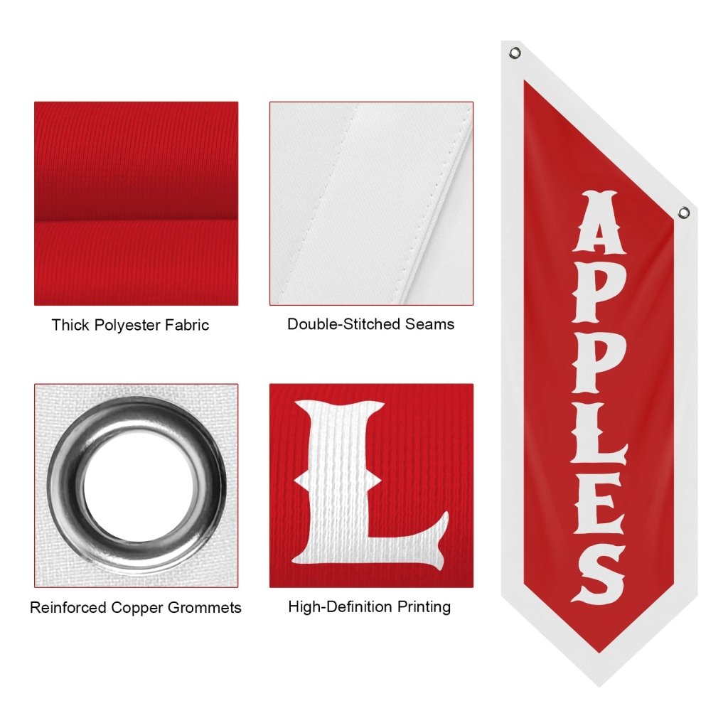 Apples Open Flag, Double - Sided Fabric Banner – Red (Flag Only)