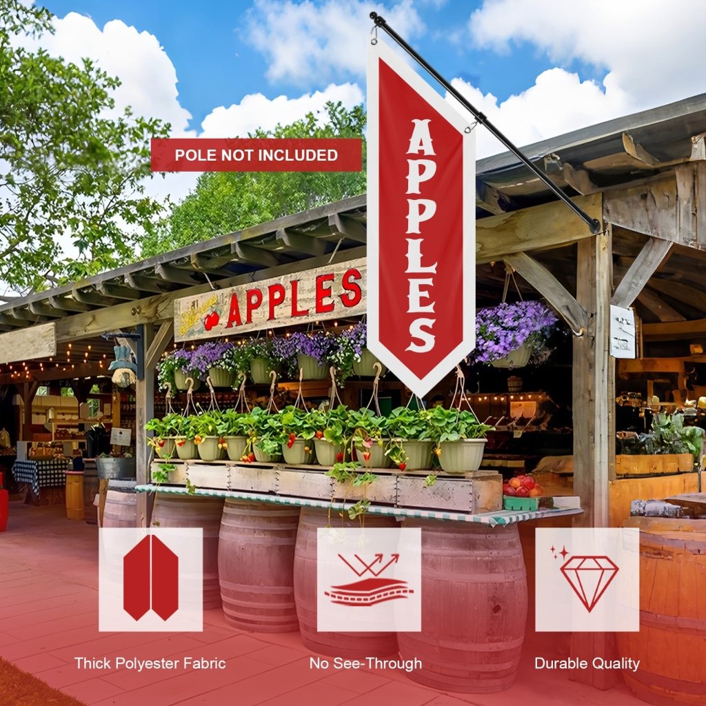 Apples Open Flag, Double - Sided Fabric Banner – Red (Flag Only)