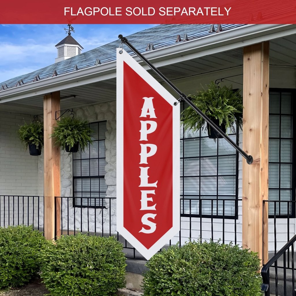 Apples Open Flag, Double - Sided Fabric Banner – Red (Flag Only)