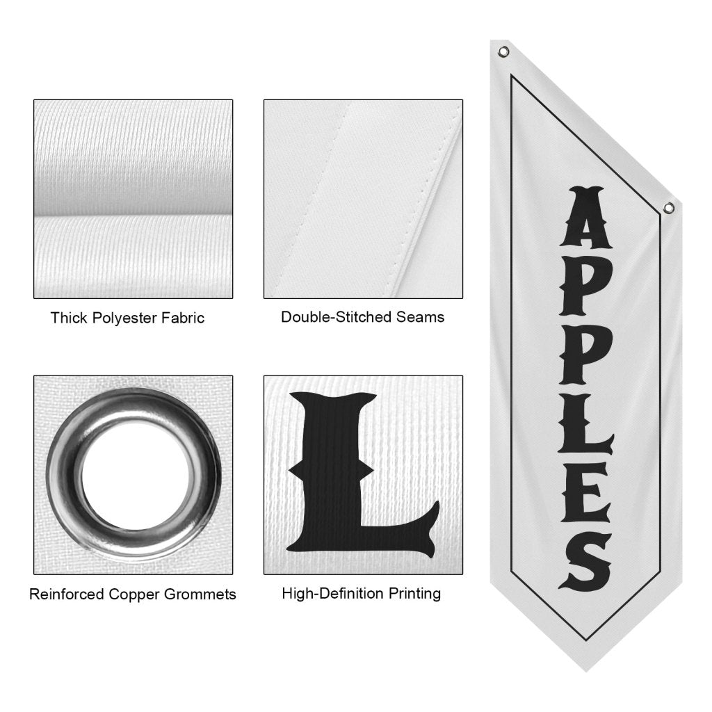 Apples Open Flag, Double - Sided Fabric Banner – White (Flag Only)