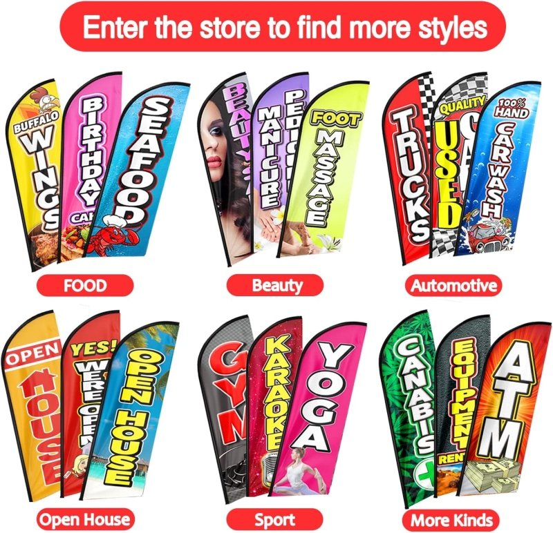 Asada Themed Feather Flag, 8FT Asada Advertising Swooper Flag (Flagpole Not Included 3.4)