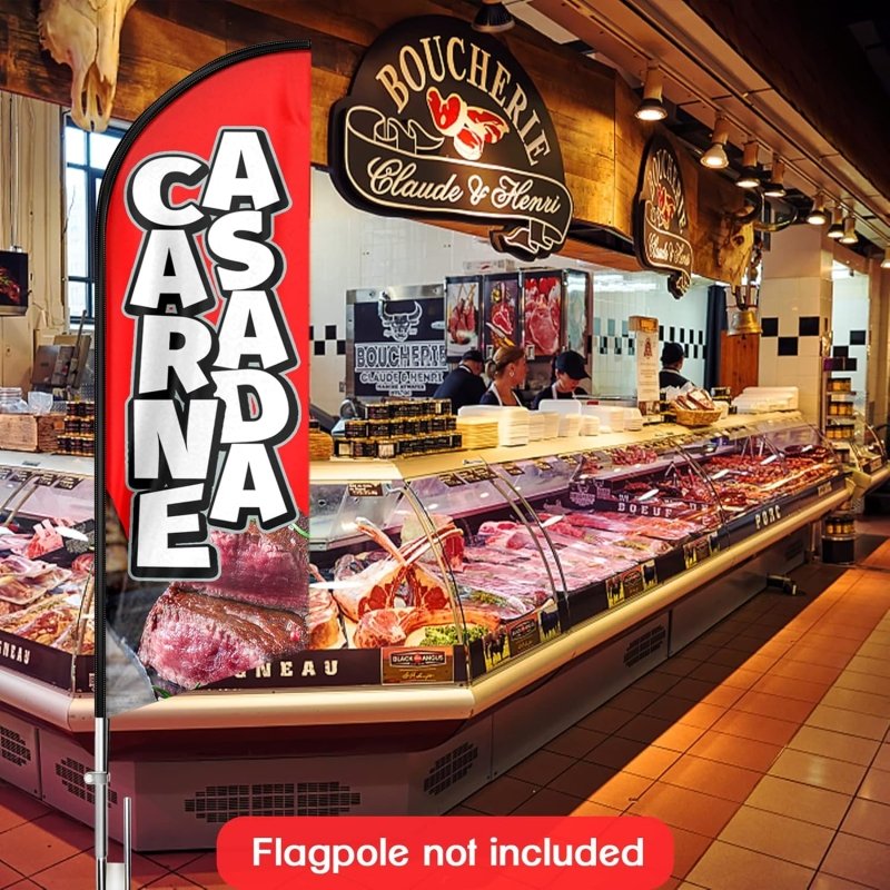 Asada Themed Feather Flag, 8FT Asada Advertising Swooper Flag (Flagpole Not Included 3.4)