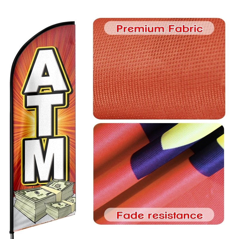 Atm Flag - 8FT Atm Advertising Swooper Flag (Flagpole Not Included 3.4)